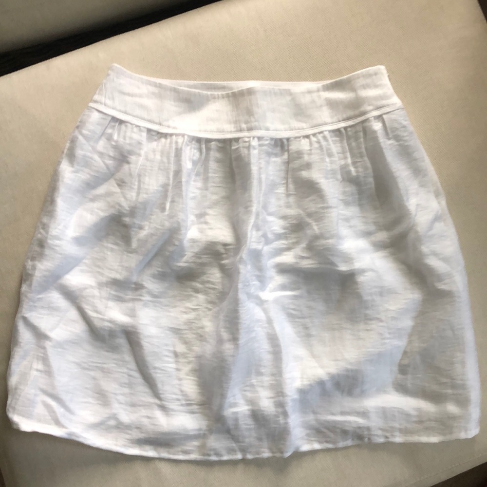 High waisted linen white skirt